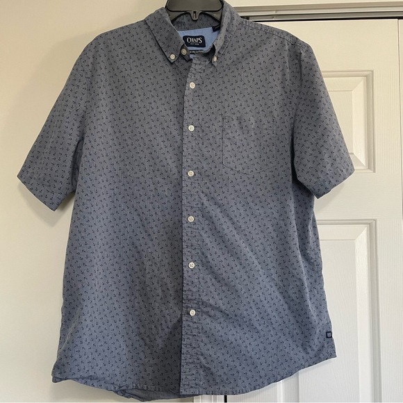 **4/$12** Chaps Men's Short Sleeve Button Down Collar Shirt w/Anchors Size Large - Picture 1 of 8